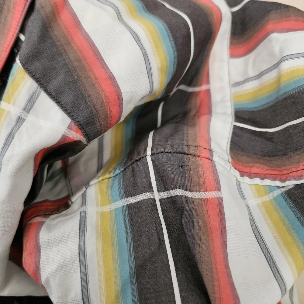Robert Graham Button Down Mens L Multi Color Good Striped Embroidered Plaid Cuba
